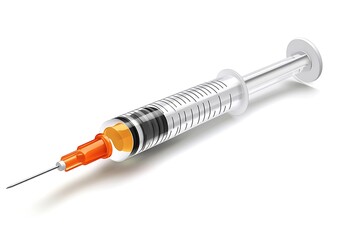 Fototapeta premium Syringe filled with orange medicine is injecting healthcare, representing vaccination, treatment, and medical procedures