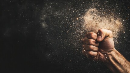 Closeup of clenched fists pressing on temples, headache pain, mental strain