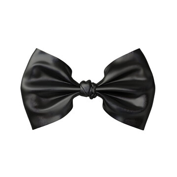 recommend clip art: A black satin bow tie isolated on a black background.