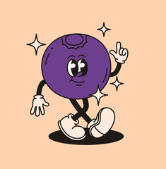 Groovy character berry. Flat vector illustration.