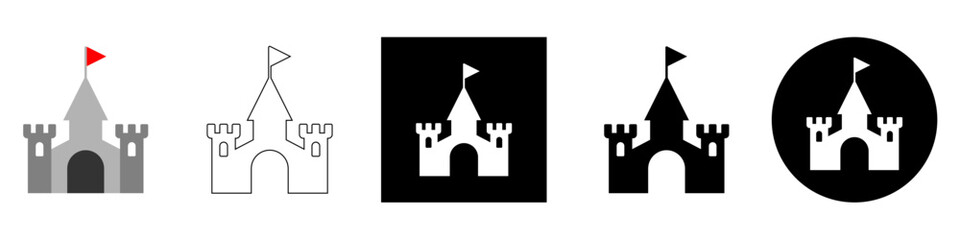 Medieval castle vector pictogram sign icon symbol ui and ux design, glyphs and stroke line   © Xharites
