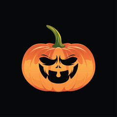 Creepy pumpkin vector with a creepy carved face, featuring dark colors. Ideal Halloween illustration on a black background, perfect for seasonal designs