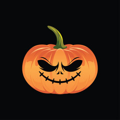 Creepy pumpkin vector with a creepy carved face, featuring dark colors. Ideal Halloween illustration on a black background, perfect for seasonal designs