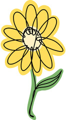 Sunflower plant, cartoon clipart