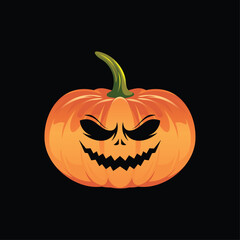 Creepy pumpkin vector with a creepy carved face, featuring dark colors. Ideal Halloween illustration on a black background, perfect for seasonal designs