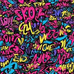 seamless pattern of retro pop art comic book words