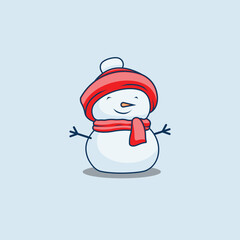 Cartoon Snowman with red hat