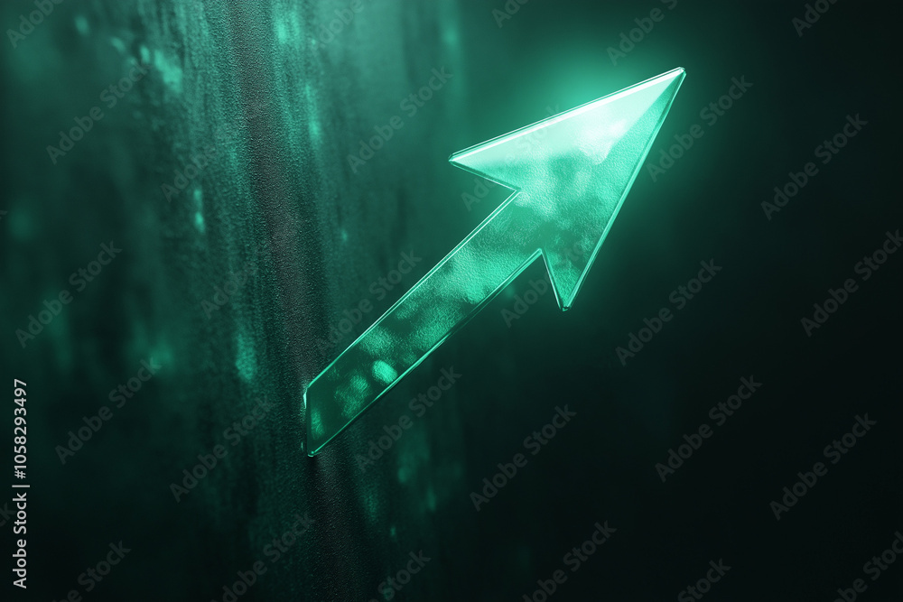 Poster jade sharp arrow moving up a financial graph dark background