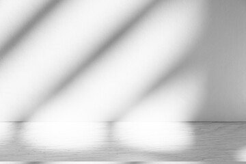 Wall interior background, studio and backdrops show products.with shadow from window color white and grey. background for text insertion and presentation product	