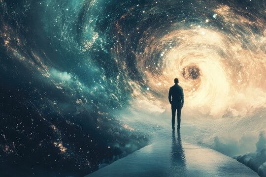 Dual existence: An artistic depiction of a parallel universe, blending abstract elements and surreal visuals, highlighting the enigmatic nature of alternate dimensions.