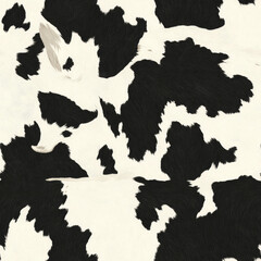 Classic Black and White Cow Print Pattern, Seamless Pattern