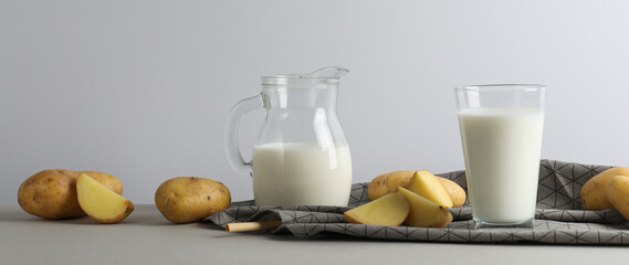 Potato milk, concept of fresh and healthy drink