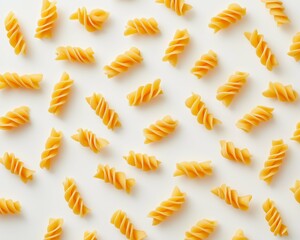 Twisted Fusilli Pasta Laid on Plain Background