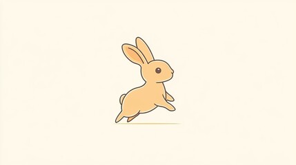 Obraz premium Minimalist rabbit logo with clean lines and a hopping pose, perfect for modern branding.