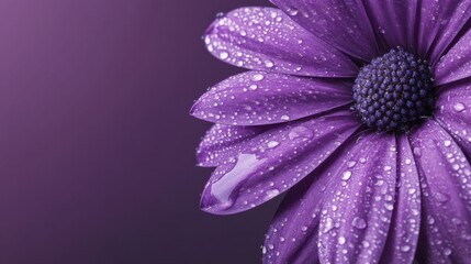 Fototapeta premium A serene purple bloom with water droplets on its petals,