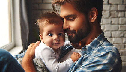 A joyful portrait of a father and his child, capturing their love and happiness together