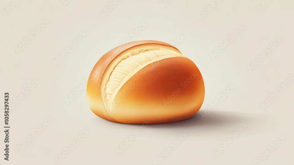 Poster minimalist round bun with simple shading and clean lines, perfect for modern bakery design.