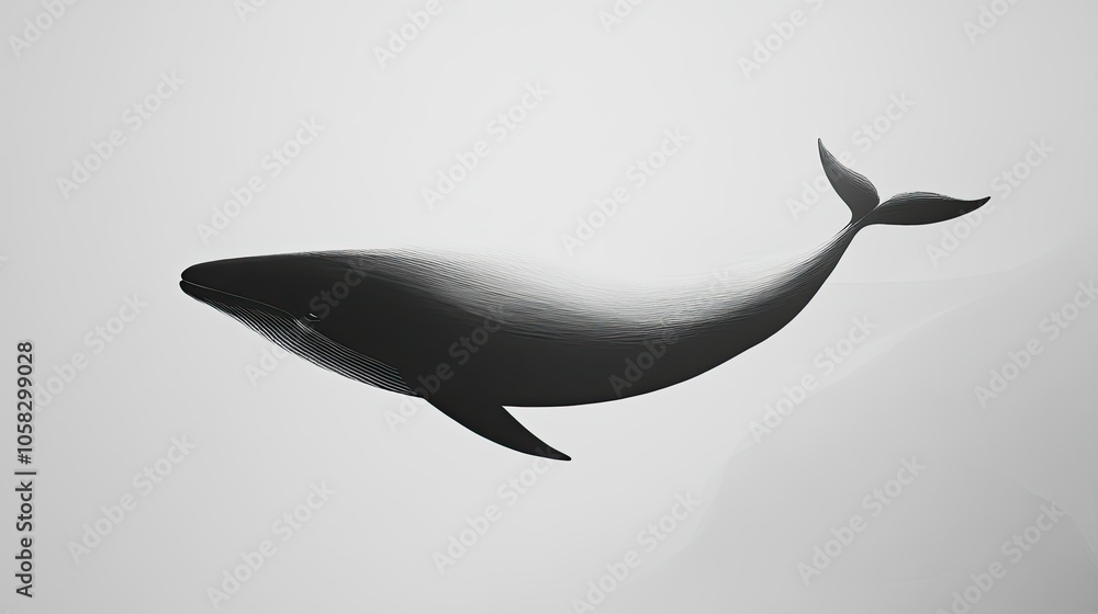 Poster minimalist whale with smooth curves and a simplistic design, representing grace and tranquility.