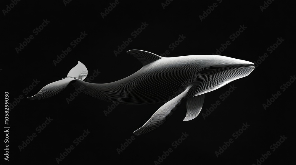 Aufkleber minimalist whale with smooth curves and a simplistic design, representing grace and tranquility.
