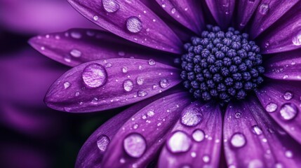 Fototapeta premium A stunning close-up of a purple flower with water droplets,