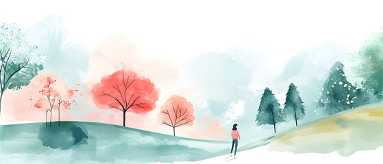 Fototapeta premium Modern Beauty Concepts: Women in Dynamic Urban and Natural Environments, Featuring Bold Geometric Designs and Retro Album Cover Inspirations