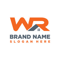 letter WR Home logo design element vector template