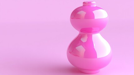 A glossy pink decorative vase on a matching background.
