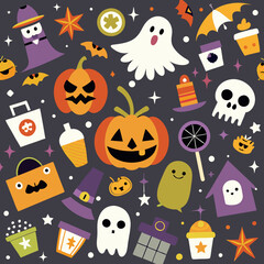 Seamless background of Halloween theme shopping icon vector illustration