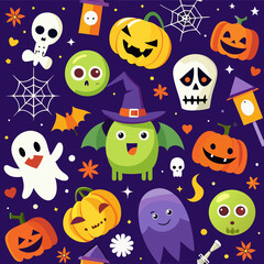 Seamless background of Halloween theme shopping icon vector illustration