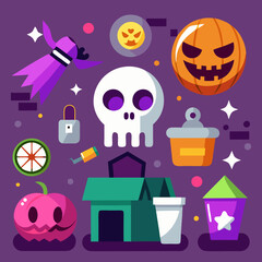 Seamless background of Halloween theme shopping icon vector illustration