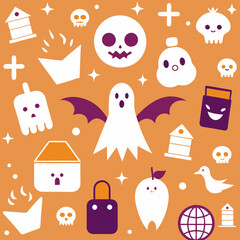 Seamless background of Halloween theme shopping icon vector illustration