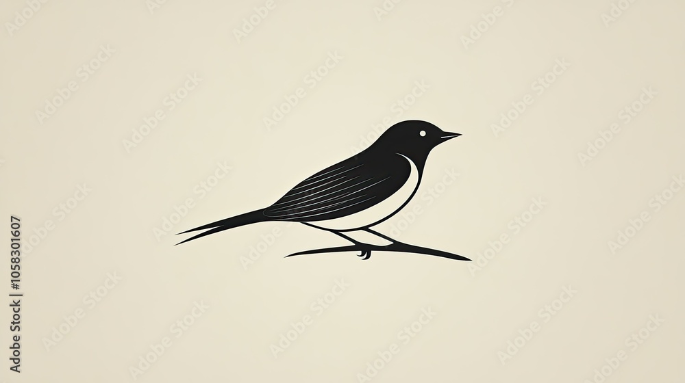 Poster simple bird icon with just a few sharp, elegant lines to define the shape.