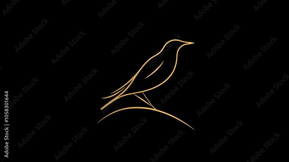 Poster simple bird icon with just a few sharp, elegant lines to define the shape.