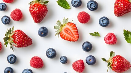Fresh Berries Flat Lay Composition for Culinary Use