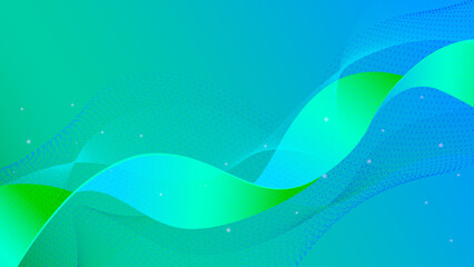 Elegant Digital Wave Background with Blue and Green Gradient, Futuristic Technology Design with Light Effects