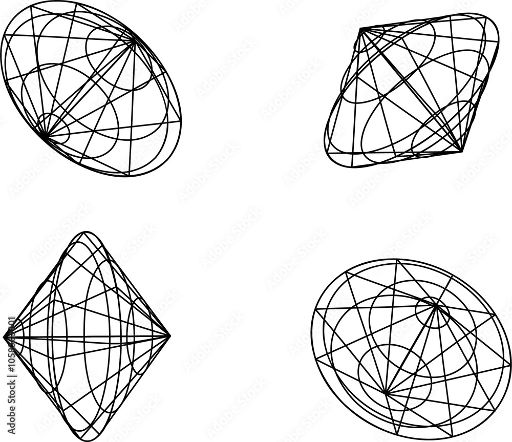 Poster wireframe lined shapes. perspective mesh, 3d grid. low poly geometric elements. retro futuristic des