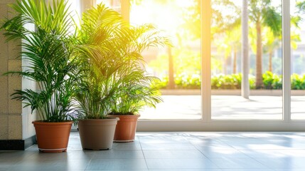 Fototapeta premium Creating a bright and airy office space with natural elements and plants