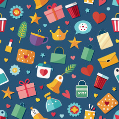 seamless background with shopping icons vector 