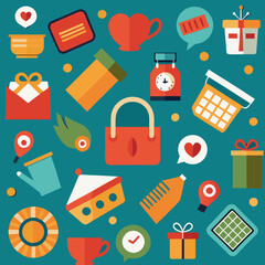 seamless background with shopping icons vector 