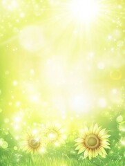 Obraz premium A bright, ethereal background featuring sunflowers and a glowing, radiant atmosphere.