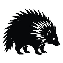 porcupine-a-silhouette-vector-with-white-background