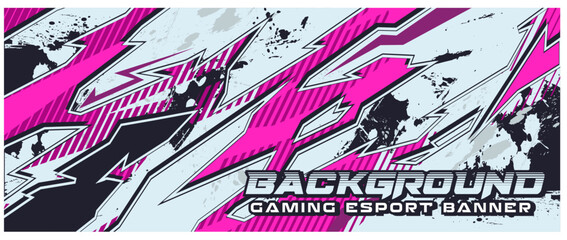 Abstract car decal wrap background design, grunge halftone splash striking motorsport racing stripes, sporty modern speedy sticker vinyl livery vector illustration pink white © MuhammadSaifullah