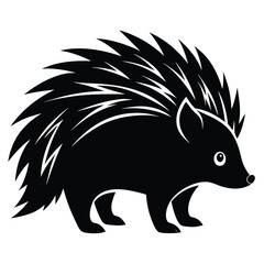 porcupine-a-silhouette-vector-with-white-background