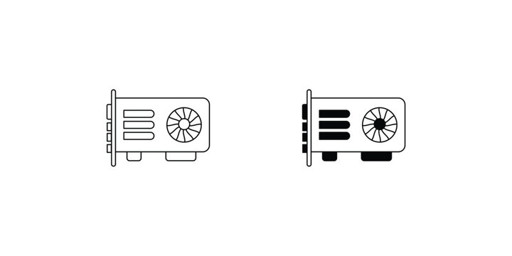 graphic card set icon with white background vector stock illustration