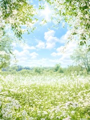 Fototapeta premium Serene Rolling Hills in Blooming Wildflowers