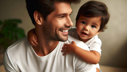 A joyful father and child sharing a loving moment together