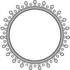 Decorative round frame for design with a geometrical ornament. Circle frame. Elegant element for printing of cards, invitations, books, for textiles, engraving, wooden furniture, forging. Vector.