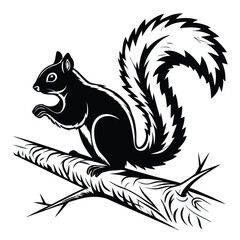 squirrel-a-silhouette-vector-with-white-background