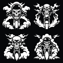 Riding the shadows skull biker with smoky fury.