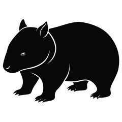 wombat-a-silhouette-vector-with-white-background